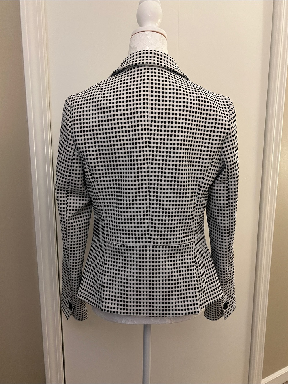 Talbots Black and White Checked Single-Button Blazer - Picture 4 of 7